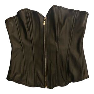 Women’s black faux leather Halter top /vest. zips and laces. Sexy and 🔥 …